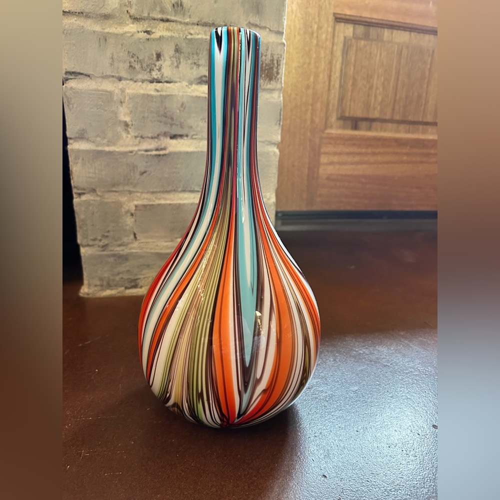 Vintage Murano Colorful Swirled Glass Vase